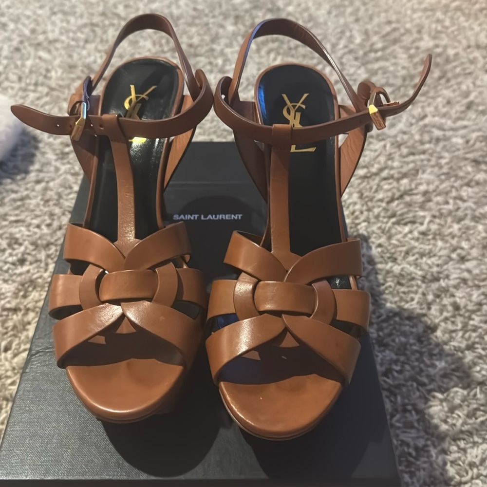 Saint Laurent Tribute 105mm leather platform sandals